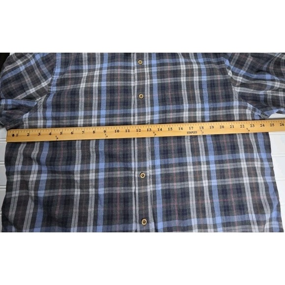 UNTUCKit Mens 2XL NAVY CHECK Wrinkle Free Button Up Long Sleeve Dress Shirt - Picture 6 of 7